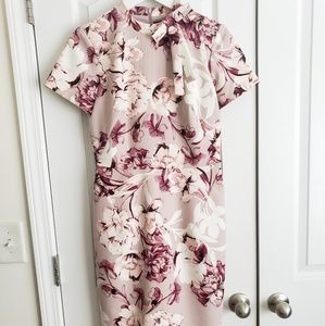 LESLIE FAY floral hi-neck bow dress